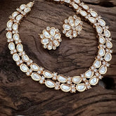 Fancy 2 Layer Rose Gold Moissanite Kundan Neckpiece-G13627